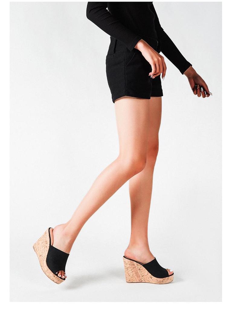 2024 Dames Plus Size Peep Toe Wedge Sandalen: Buitenslippers met hoge hak