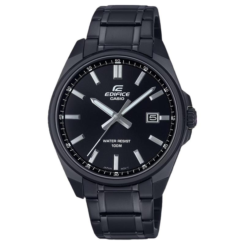 CASIO EDIFICE 100M waterproof Quartz Steel Strap men's watch black dial EFV-150DC-1AV