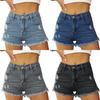 Trendy Ripped Tassel Stretch Denim Shorts for Women