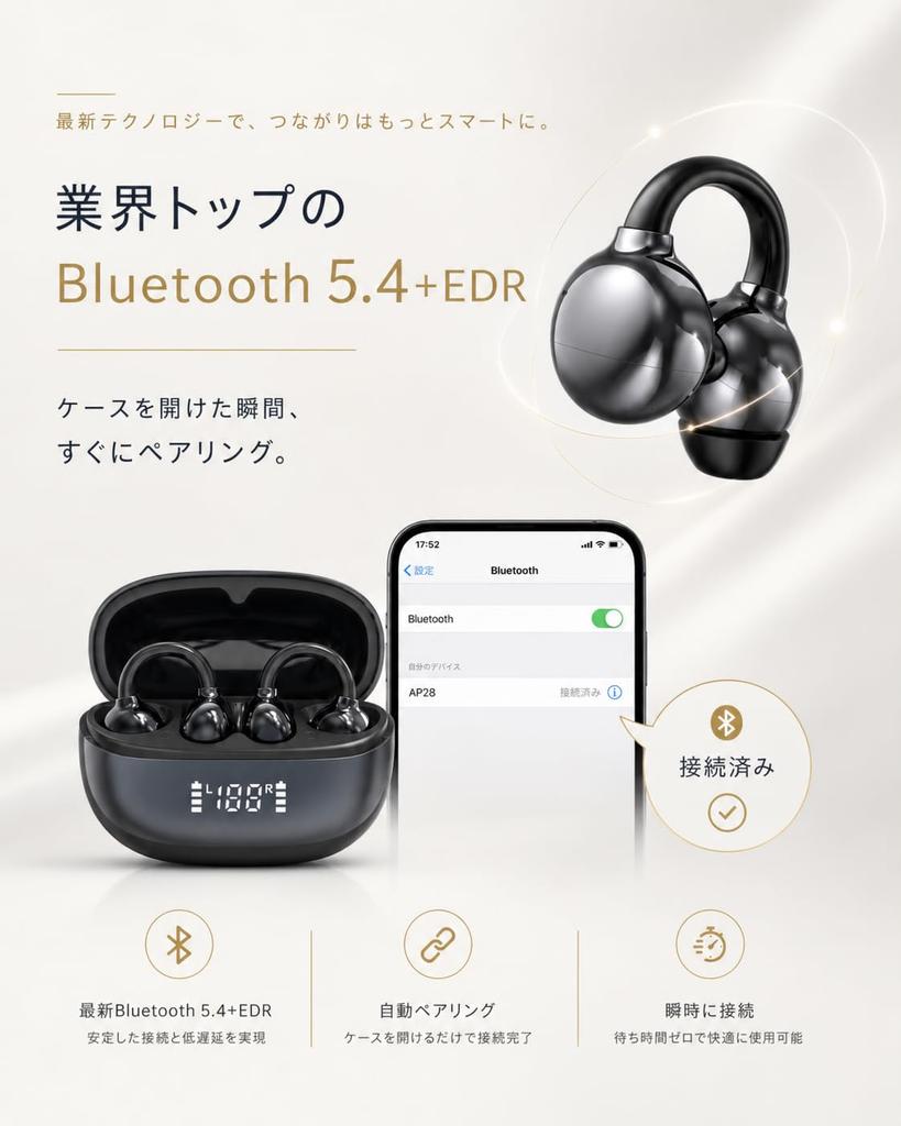 Bluetooth Wireless Earphones with 6 Silicone AI Smart ENC 80 Hours Music 2026 Latest Bluetooth Air Open IPX7 Full Frequency Low for Web Android