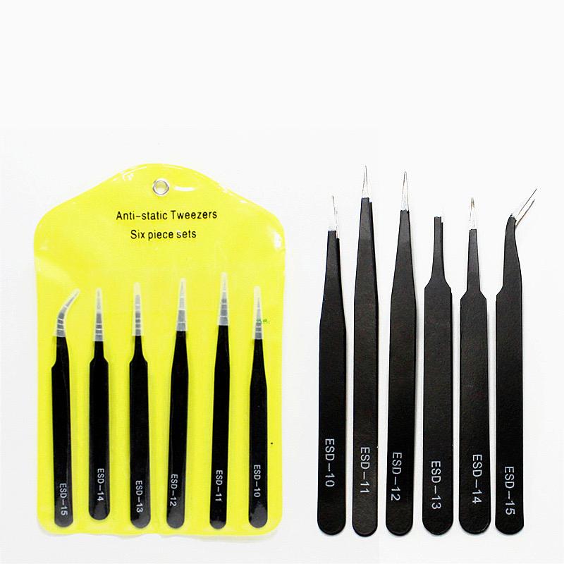 Anti-Static Stainless Steel Tweezers Precision Maintenance Industrial Repair Curved Working Model Making Hand Tool