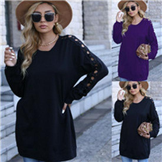 European & American Polka Dot Bell Sleeve Plus Size Chiffon Blouse