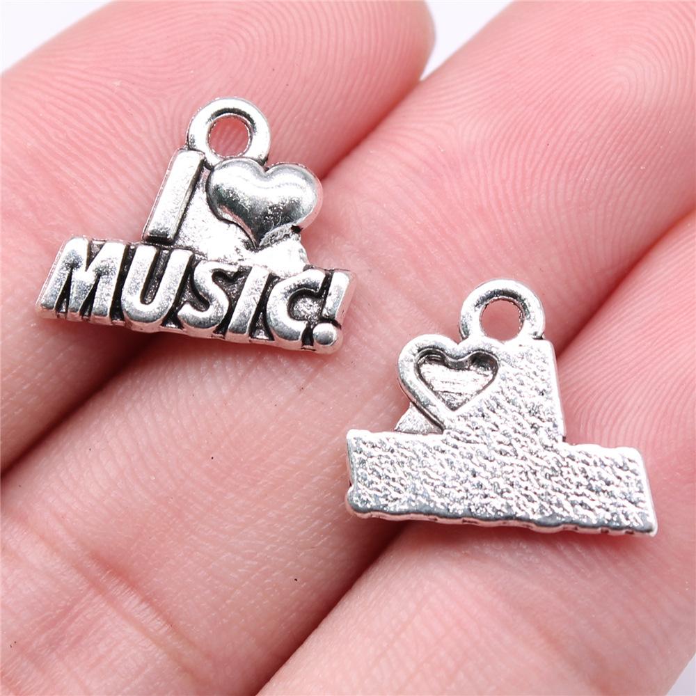 10pcs Musical Instrument Charms Antique Silver Color Guitar Microphone Violin French Horn Charms For Jewelry Making