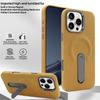 Luxury Magsafe Suede PU Leather Phone Case for iPhone 15 Pro /16 Pro Max Metal Alloy Lens 360 ° Rotating Bracket Magnetic Cover