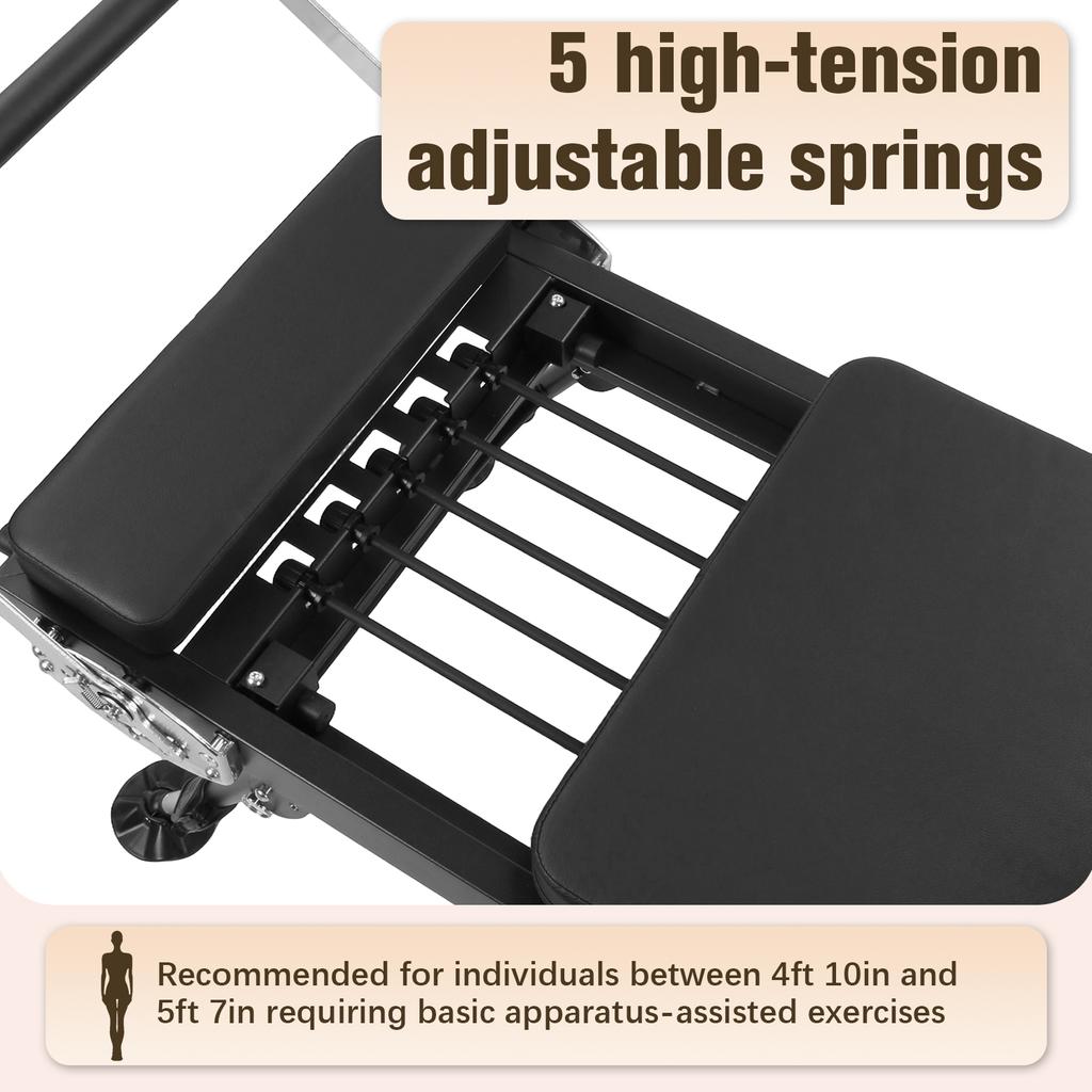 78 In Smooth Glide Carriage Reformer with Springs Resistance Movable Fitness Equipment 300 LBS Capacity for Home And Studio Use