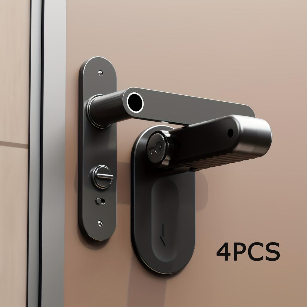 1/3/4 Pcs Door Handle Safety Lock, No-Drill No-Power Fixed Lock Buckle for Child and Pet Door Opening Prevention, Anti-Pinch