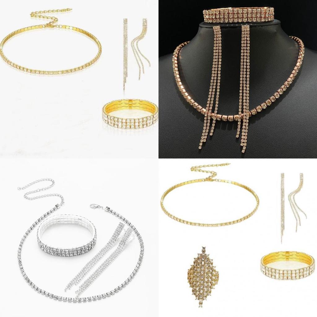 Water Diamond Bridal Jewelry Set With Necklace Earrings Bracelet And Ring For Weddings