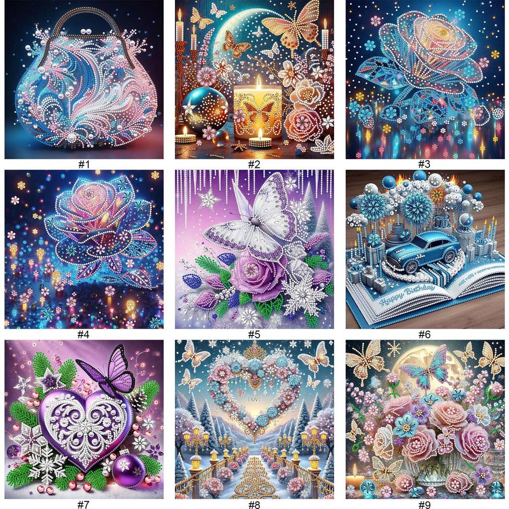 Flowers DIY Gem Art Diamond Painting Kits for Home Wall Decor Diamond Dots Gem Art Crystal Rhinestones Diamond Painting 30x30cm