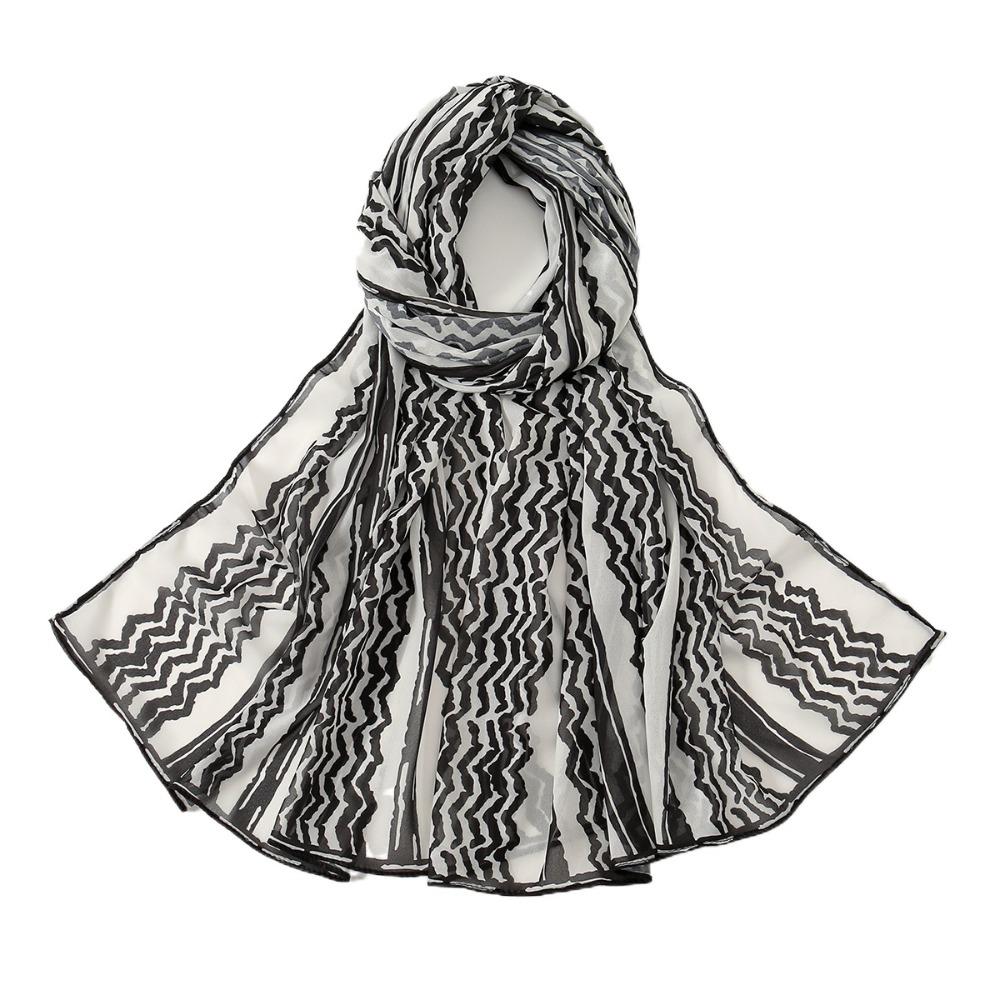 Long Chiffon Hijab Scarf Plaid Print Islamic Headscarf Fashion Keffiyel Headscarf  Party