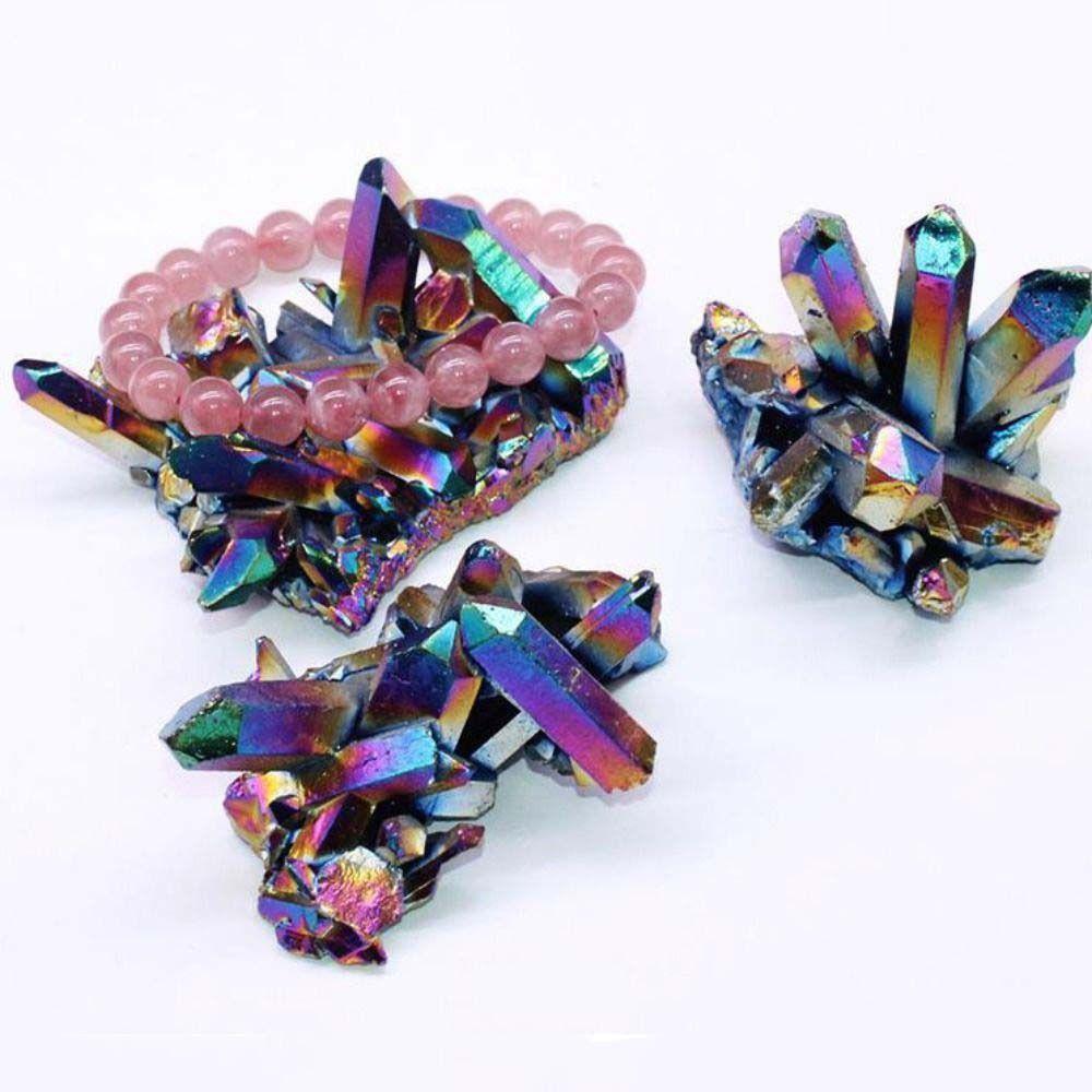 Rough Grinding Quartz Home Decoration Rainbow Titanium Crystal Cluster Reiki Stone Specimen Mineral Stone Ornaments