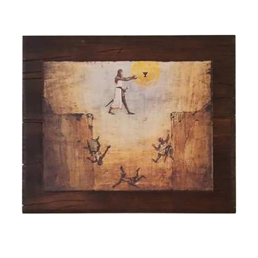 Wooden Grail Knight Painting Indiana-jones Knight-leap Leap of Faith Replica Hanging Stained Indiana-jones Painting Decoration