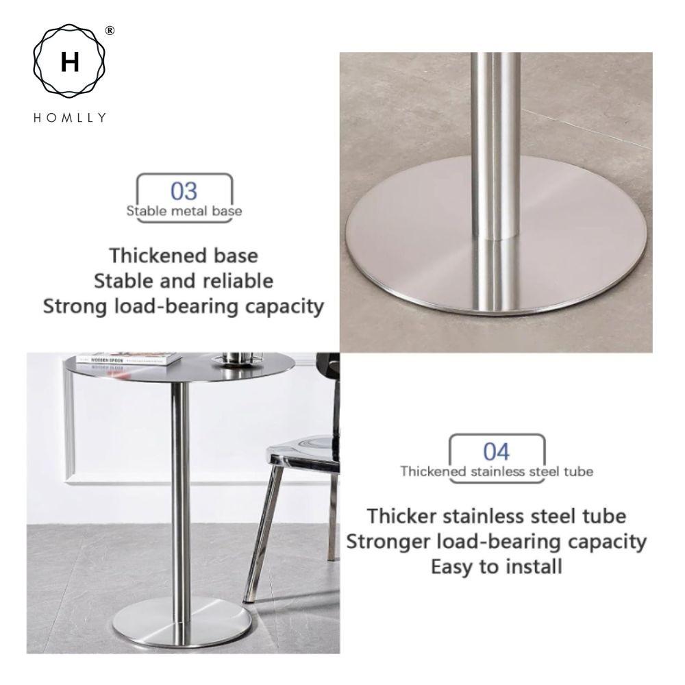 Homlly Tonii Stainless Steel Round Slim Table (40-70cm Diameter)