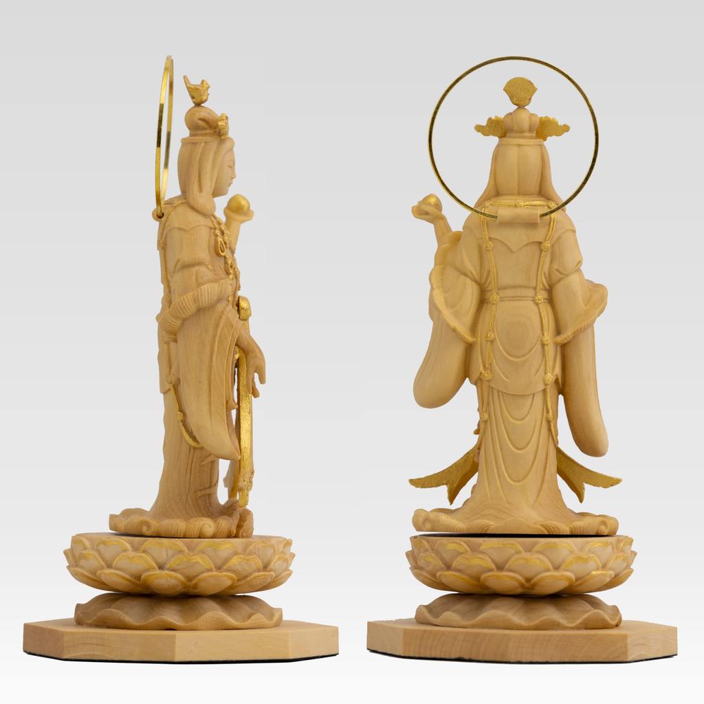 Tiny Buddha Kisshoten Standing Statue 11cm Joruriji Style Gold Paint Buddha Wood Ornament Kisshoten - (wood Boxwood, Finish) - Statue, Figure,