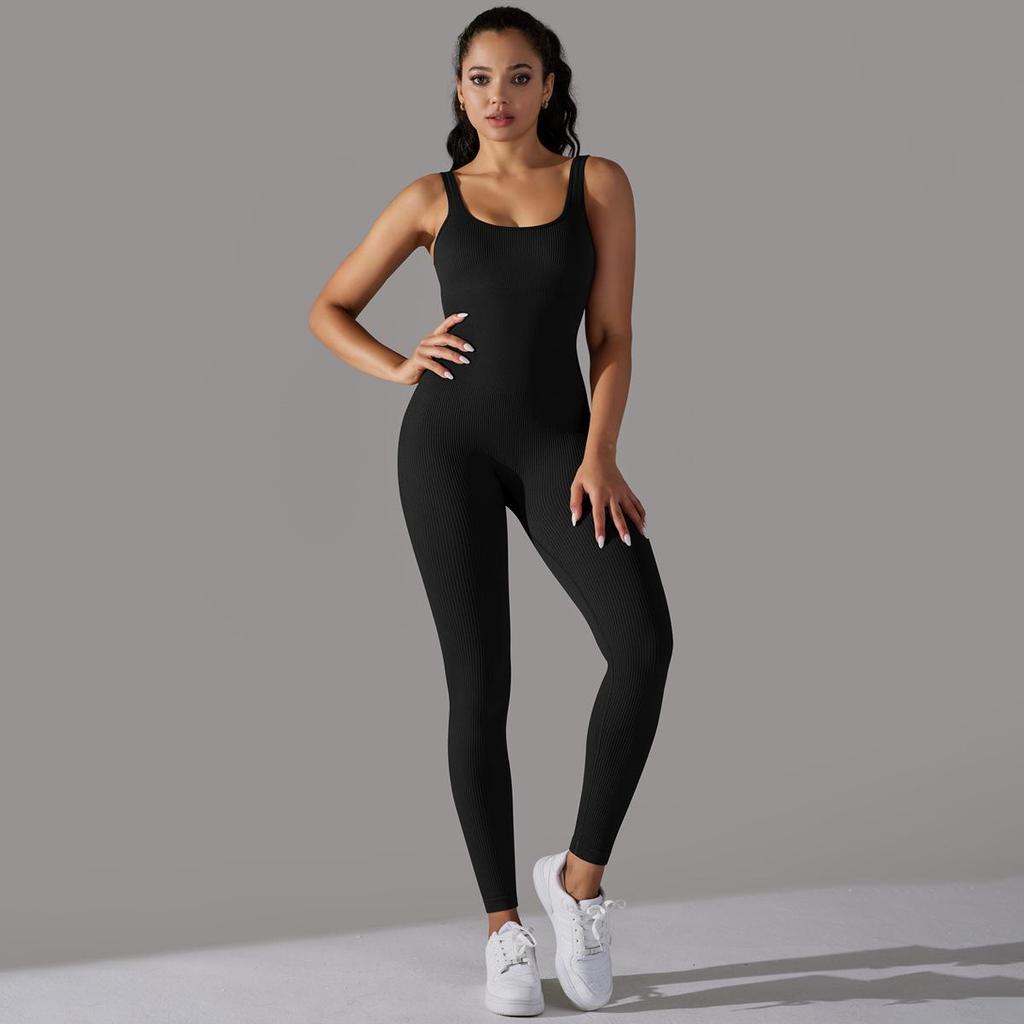 Seamless Ribbed Yoga Bodysuit: Tummy Control & Hip Lift for Women