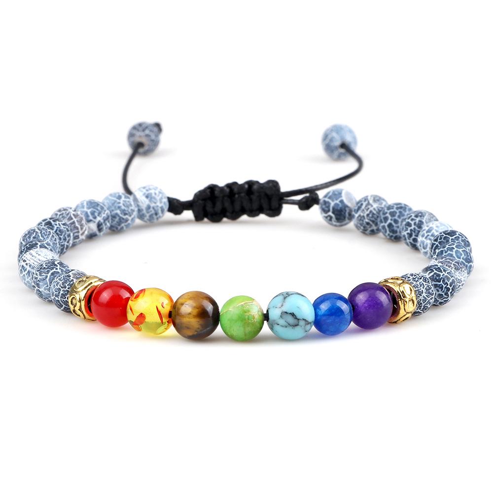 Multicolor Volcanic Lava Stone and Turquoise Tiger Eye Bead Yoga Bracelet
