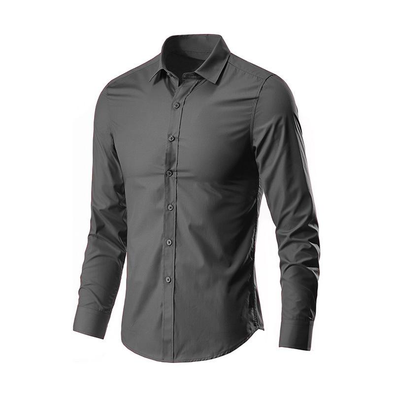 Men's Solid Color Long Sleeve Dress Shirt Casual Slim Fit Formal Business Top