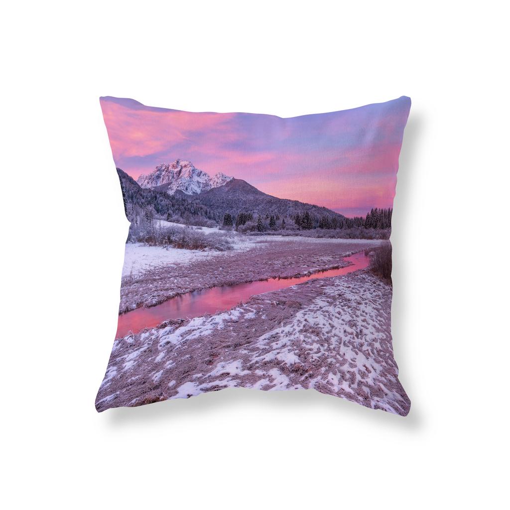Winter Sunrise Sunset Snow Scene Throw Pillow Cover Sofa Decorative Pillow Cover Chair Cushion Cover Room Aesthetics Home Decor