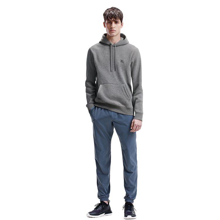 Burberry SS21 Solid Color Fleece Lined Hood Sweatshirt Men's Gray 80362841