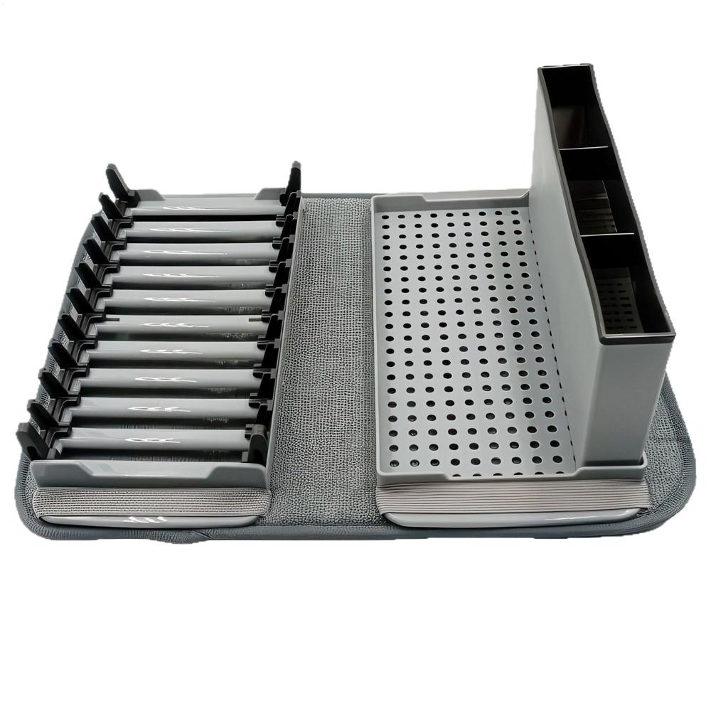 Dish Drying Mat Super Absorbent Non-Slip with Utensil Holder Dish Racks for Kitchen Counter for Cup Plate Tableware Pots Pans