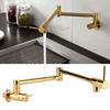 G1/2in Thread Brass Wall Mounted Foldable Kitchen Faucet Single Cold Single Hole Sink Tap with 2
