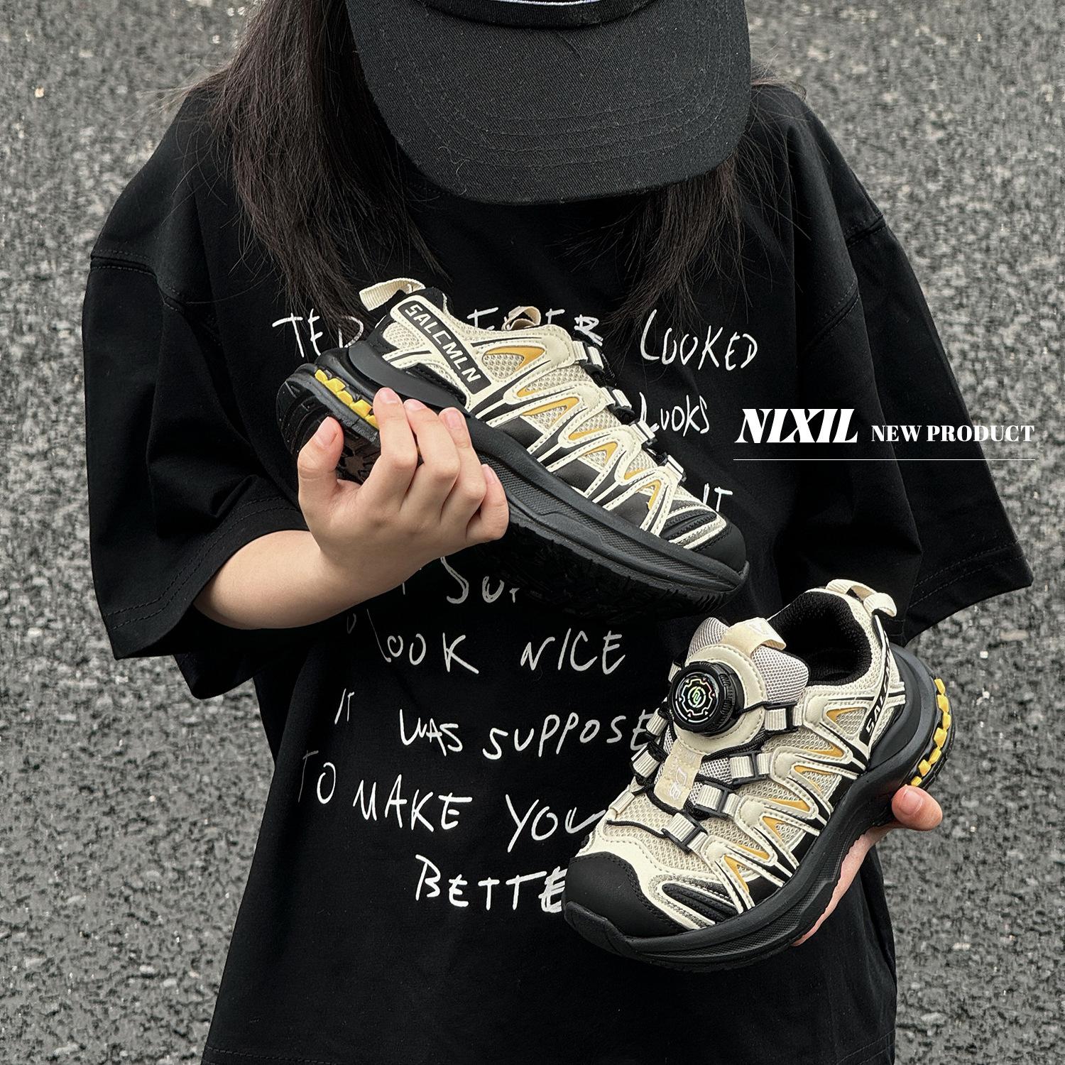 

Spring and summer rotating buckle new children s breathable mesh sports sandals boys non-slip hiking shoes girls casual running shoes size 37/shoe inner length 22.5 cm бежевый