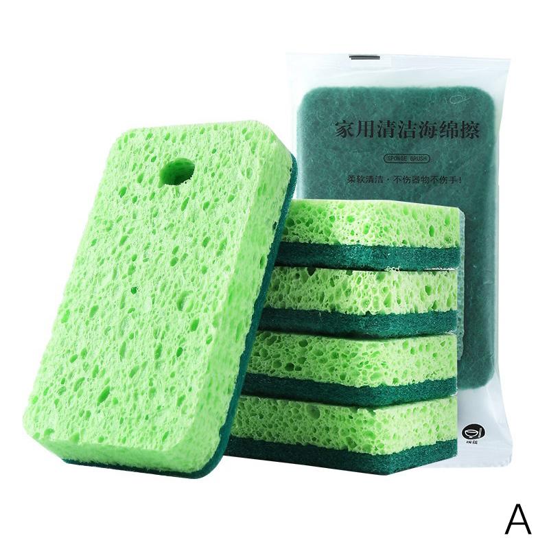 2Pcs Wood Pulp Cotton Double-Sided Cleaning Sponge Household Scouring Pad Kitchen Cloth Dish Kitchen Accessories A