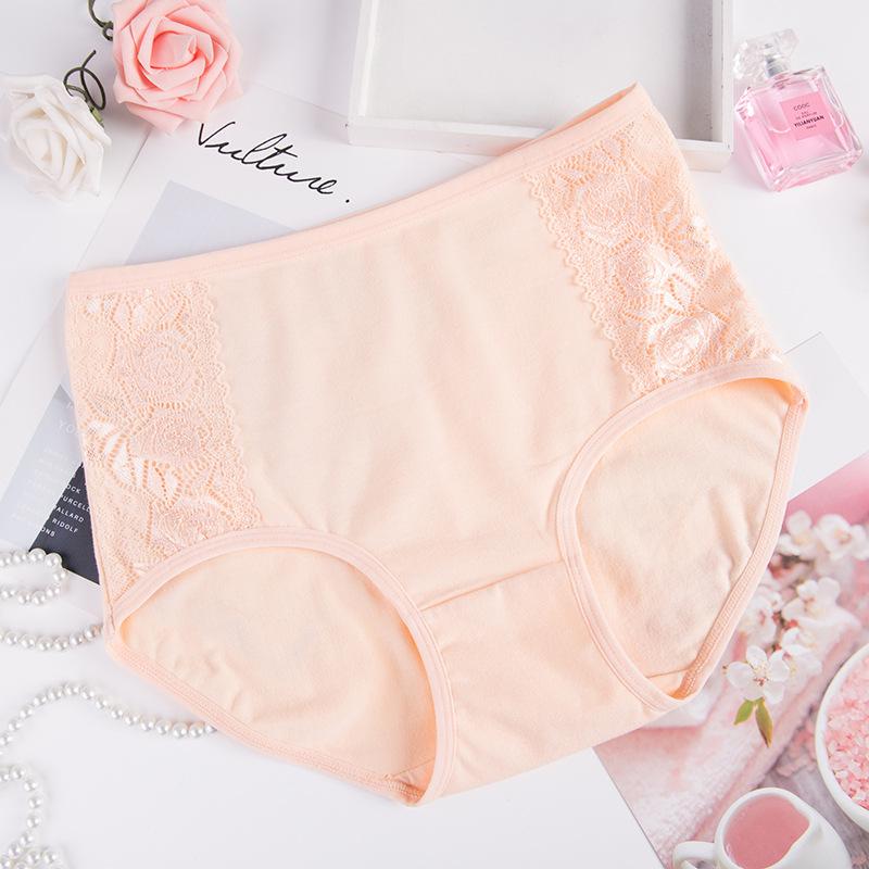 Pure Cotton Women's Lace Mid-High Waist Briefs (Fits 90-140 Lbs)