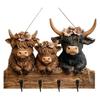 Natural Cow Shape Key Rack Wood Wall Hook for Entryway Decoration and Utility