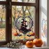 Creepy Skeleton Theme Decor Halloween Acrylic Love Heart Wreath Ornament, Cartoon Owl Ghost Witch Festive Hanging Decoration Decor, Party Pendant with