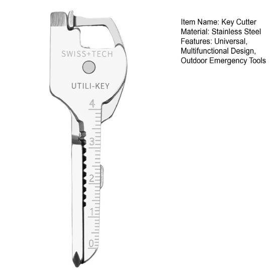 Multifunktions-Schlüsselschneider für den Außenbereich, faltbar, tragbar, 6-in-1-Multifunktionswerkzeug, Flaschenöffner, Schraubendreher aus Edelstahl, Notfall-Überlebens-Taschenwerkzeug