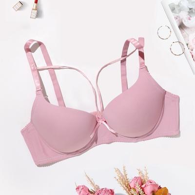 Rosa Push-Up-BH für Mädchen, bequemer und atmungsaktiver Cross-Hole-Out-BH, Damen-Dessous, Körbchengröße 34B-40B