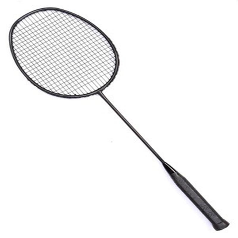 Ultra-Light 4U Full Carbon Badminton Racket - Woven Weave, Black, for Men & Women Adults