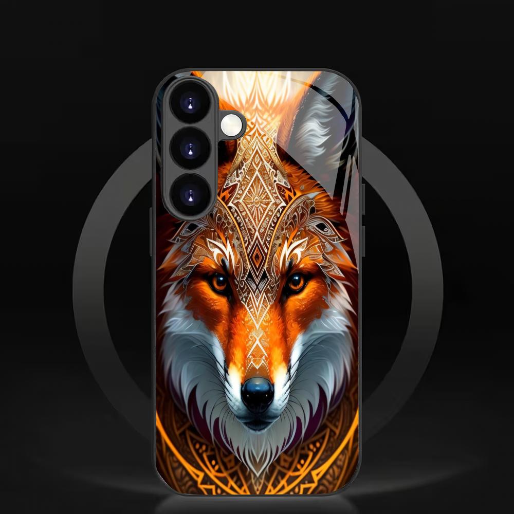 Wolf Design Tempered Glass Phone Case Suitable for Samsung Galaxy S26 S25 S24 S23 S22 S20 FE/Ultra/Plus Anti Drop Back Cover