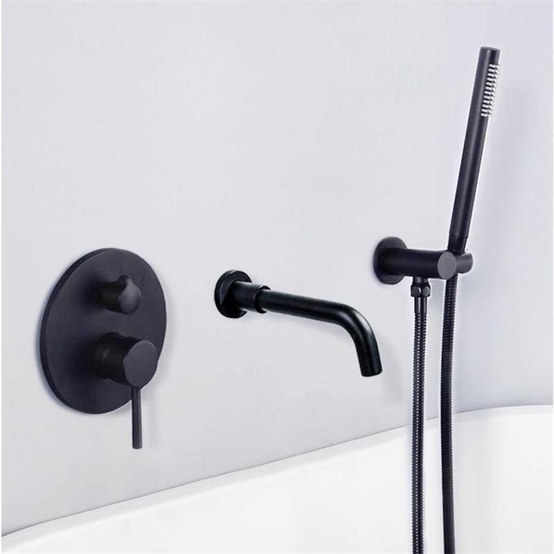Tuqiu Brushed Gold Bathroom Bathtub Mixer Set Hot and Cold Rose Gold Bath Shower Faucets Wall Mounted Bathtub Shower Faucet Set