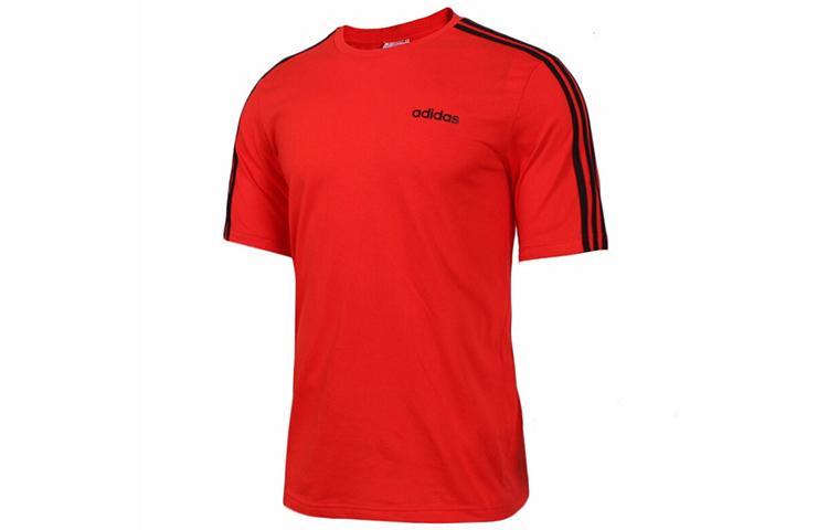 Adidas T Shirts Men s Red Crew Neck Moderate Straight Fit DU0444 S
