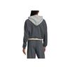 adidas Color Block Letter Logo Short Hooded Long Sleeve Jacket Women Jacket Medium-Heather-Gray HZ9668