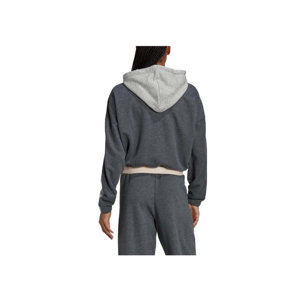 Adidas Jachetă Dama cu Glugă și Mâneci Lungi cu Logo cu Litere în Bloc de Culoare Gri Mediu Melanj HZ9668