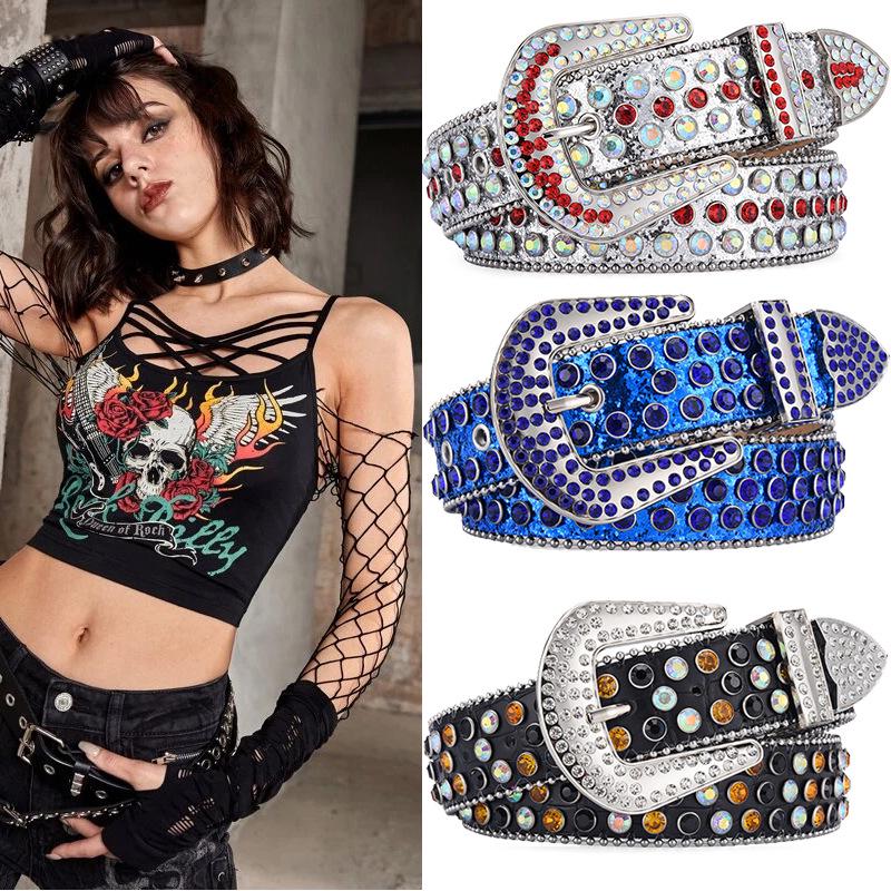 Women's European Punk Rivet Eyelet PU Belt - Trendy Decorative Jeans Accessory
