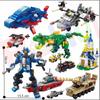6 IN 1 City Engineering Car Police Truck Mech Dinosaur Building Blocks Tank Helicopter Bricks Fire Fighting Set Toys for Children