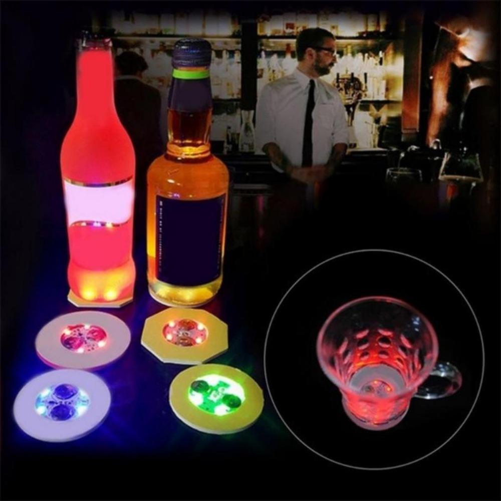 1pcs Luminous Bottle Stickers Lights 6cm LED Coaster Lamps for Xmas Bar KTV Wedding Party Cocktail Drink Cups Vase Decor