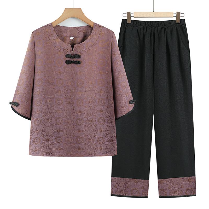 

Plus Size Summer Seven-Sleeve Shirt for Women - Ideal for Elderly, Grandma & Mom XL (85-100 lbs) фіолетовий