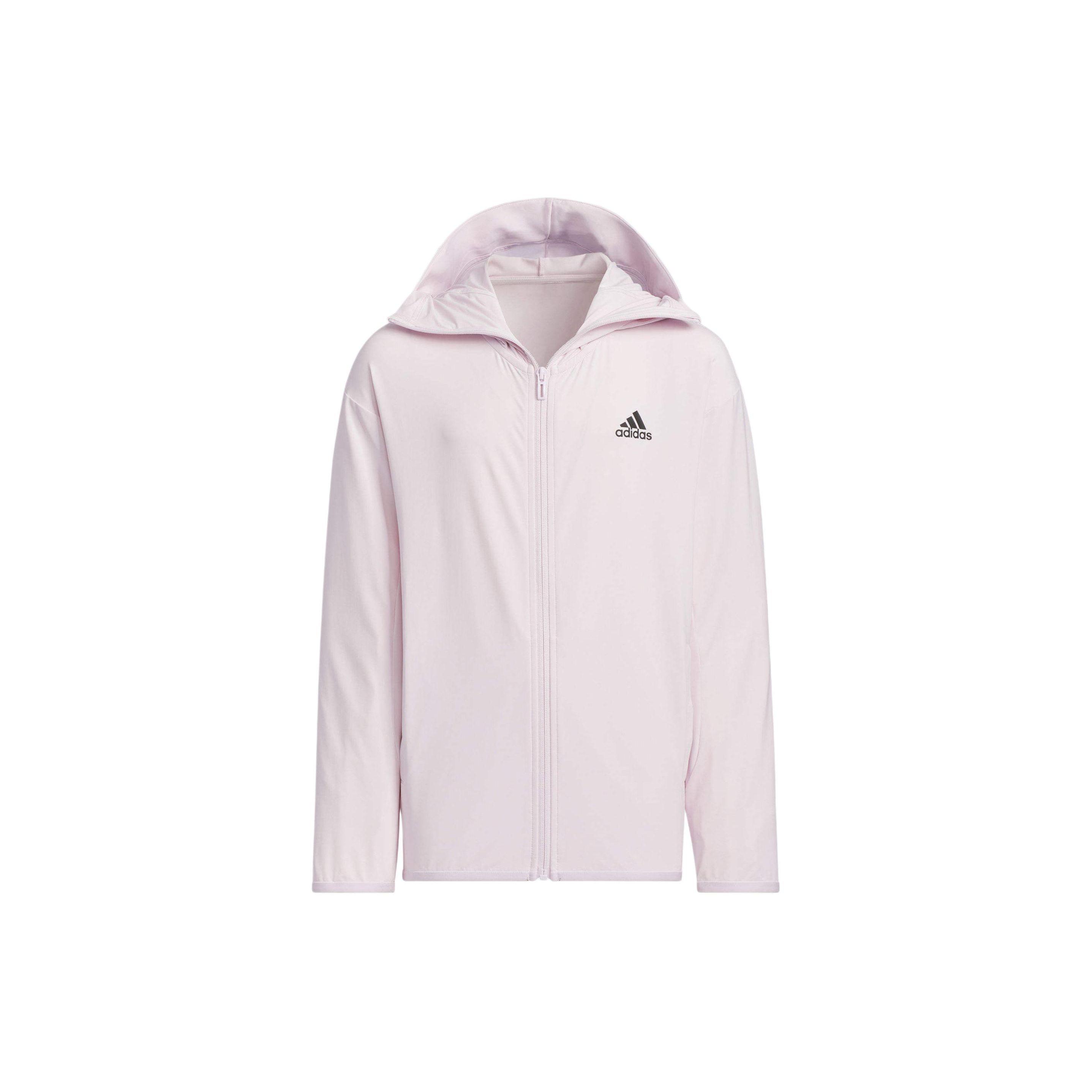

Adidas Functional Solid Color Simple Logo Print Hooded Long Sleeve Jacket Kids Jacket Pink JI9798 A152