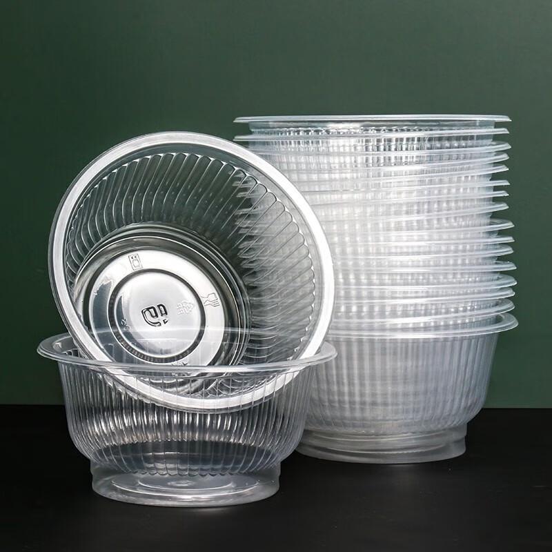 Disposable Transparent Thickened Soup Bowls with Lids, 330ml (50 Count)