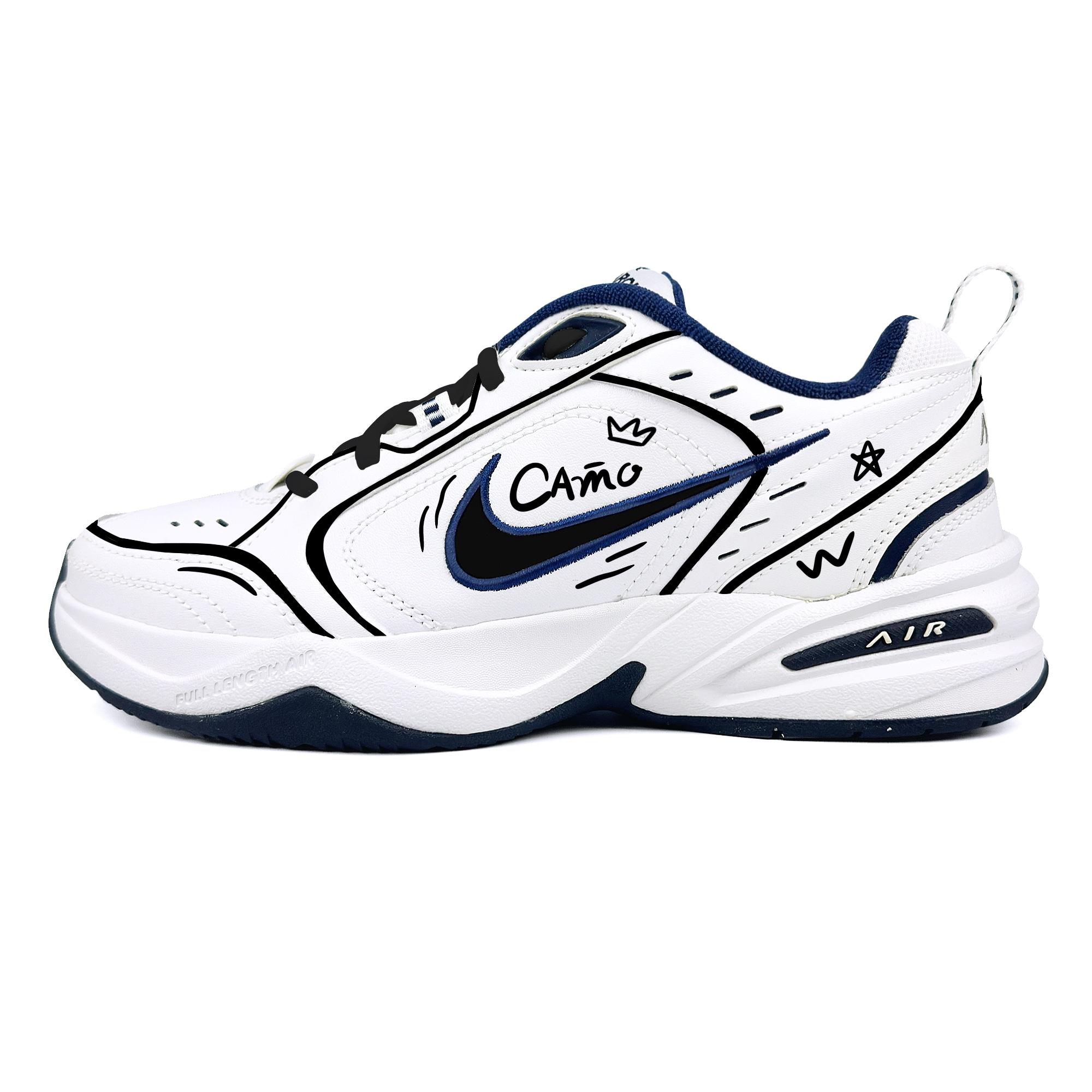 

Nike Air Monarch 4 Steam Rose, Dark Night Low top Chunky Sneakers Unisex Black White 415445-102(Team690-)