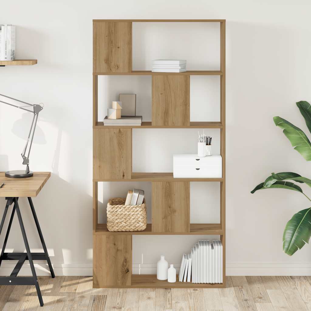 Bookshelf 5 Shelves Artisan Oak Finish 80.5 X 23.5 X 162.5 Cm Particleboard