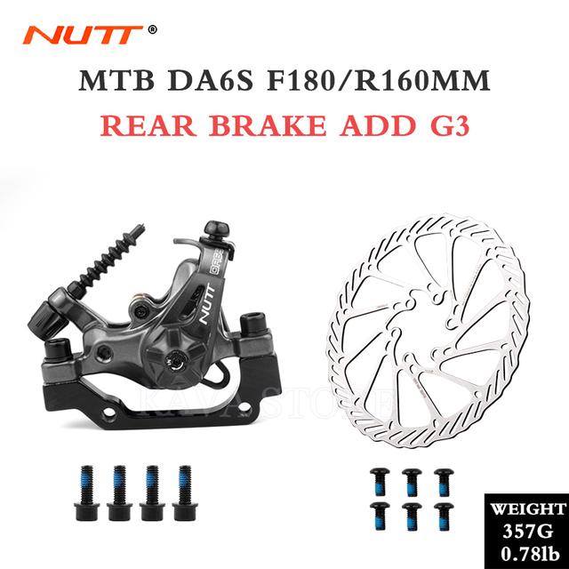 NUTT DA6S Horský Kolo Dvoupístkový Třmen Kotoučové Brzdy 160mm Kotouč Mechanické Tažení Lankem Kotoučová Brzda Skútr Díly na Kolo