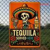 Rustic Metal Sign For Bar Pub, Vintage Mexican Skeleton Sombrero Wall Art Decor
