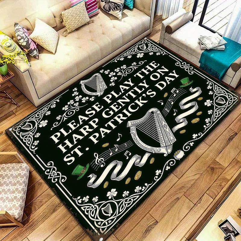 St.Patrick's Day cloverPattern Square Carpet,Area Rug,Carpet Rug for Living Room Bedroom Sofa Playroom Decor,Non-slip Floor Mat,Holiday Birthday Gifts
