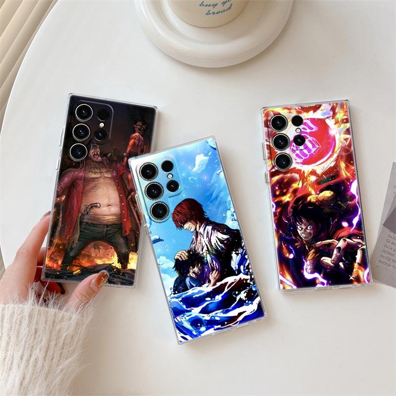 Anime O-One Piece Shanks Luffy S26 Ultra Case For Samsung Galaxy S25 S26 S24 S23 Ultra S22 S20 Plus S21 FE A57 Clear Phone Cover