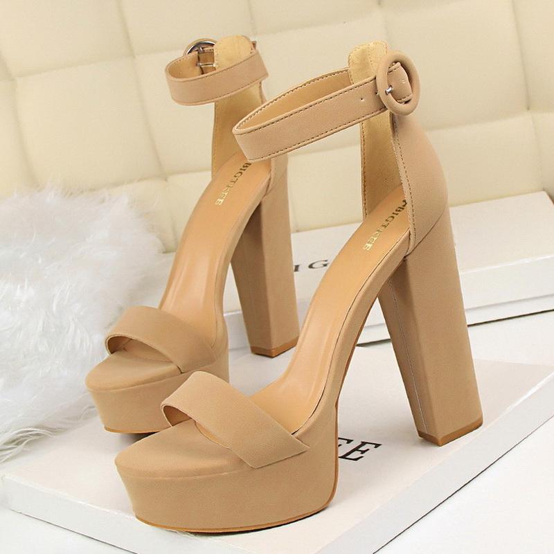 

Women Ankle Strap High Thick Heel Sandals Covered Heel Platform Summer Sandals for Office Nightclub Party Pub Banquet Catwalk OL 43 хакі